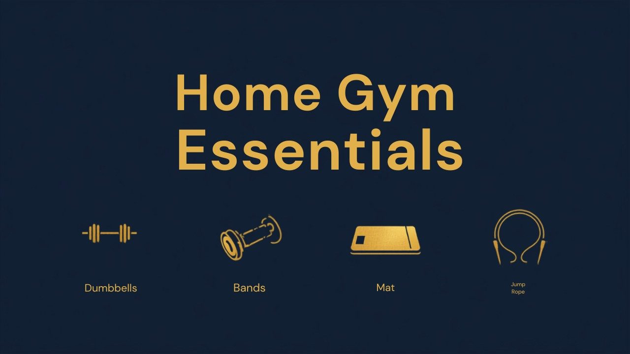 Home gym essentials dumbbells bands mat jump rope