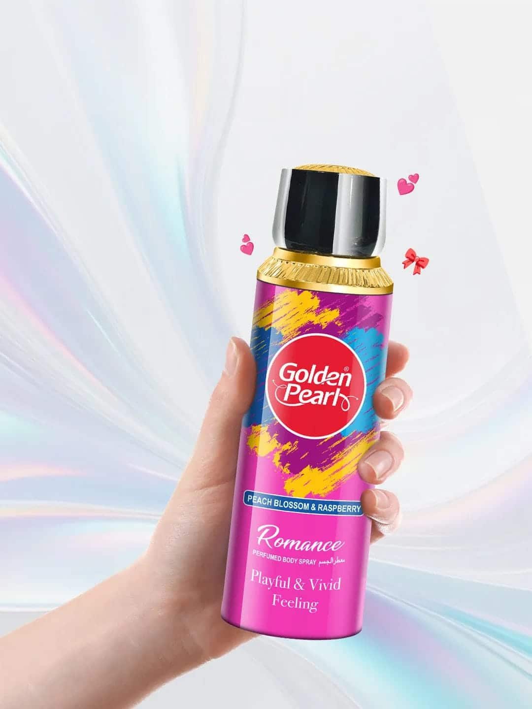 Golden Pearl Romance Body Spray for Women – Peach Blossom & Raspberry Perfumed Body Spray Long Lasting Woody Gourmand Fragrance