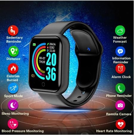 D20 Ultra Smart Watch Heart Rate Blood Pressure Oxygen Monitor Fitness Tracker Bluetooth Sports Smart Watch for Men & Women