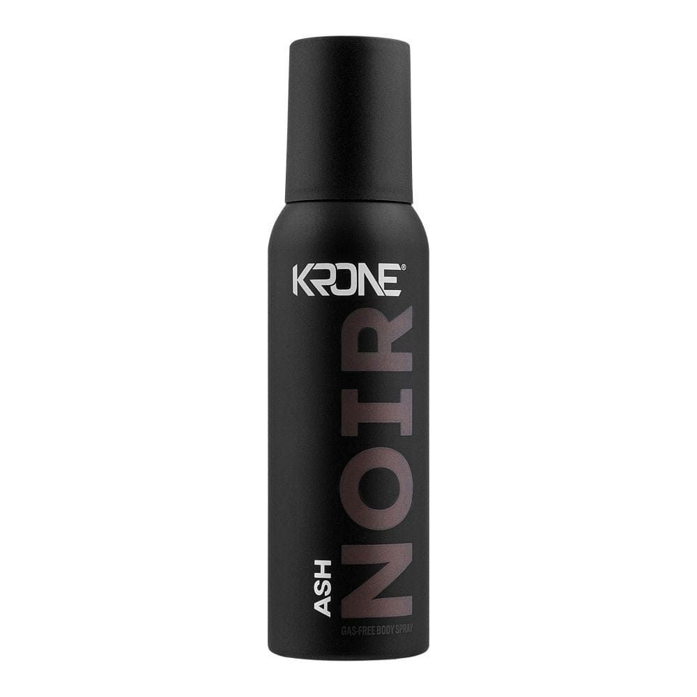 Krone Noir Ash Body Spray Gas-Free 120ml – Long Lasting Unisex Fragrance Deodorant for Men & Women Premium Daily Perfume Spray