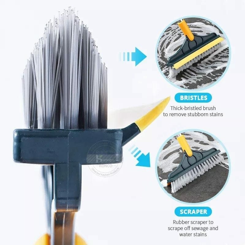 Floor Scrubber Brush with Wiper – Long Handle Multipurpose Cleaning Brush