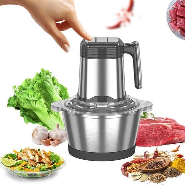 5-in-1 Silver Crest Electric Meat Chopper – 3L Stainless Steel Kitchen Food Processor