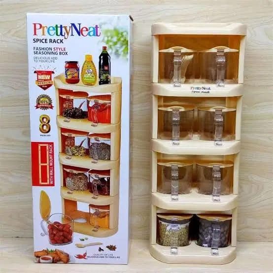 Spice Rack PrettyNeat 8 Jar Kitchen Spice Rack Organizer with Storage Containers