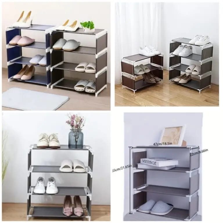 Shoe Rack 4 Layer Oxford Cloth Portable Shoe Rack Organizer for Home Storage