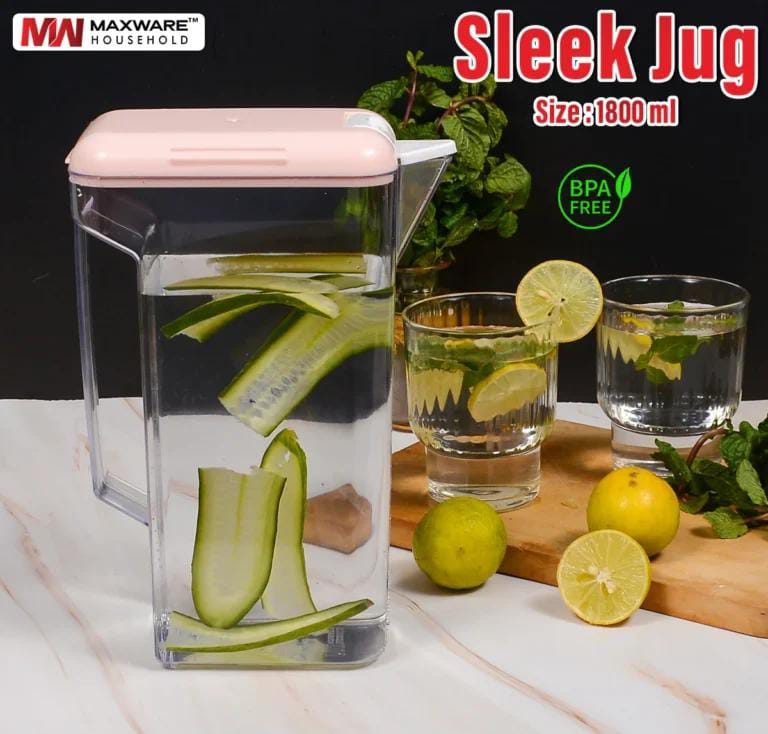1800ml Water Jug BPA Free Sleek Fridge Juice Pitcher for Kitchen