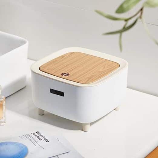Mini Dustbin Desktop Luxury Trash Can with Push Lid for Office & Home