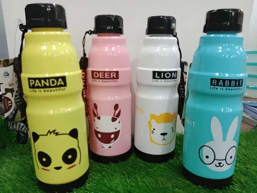 Kids Water Bottle Cartoon Panda School Bottle Leak Proof with Strap