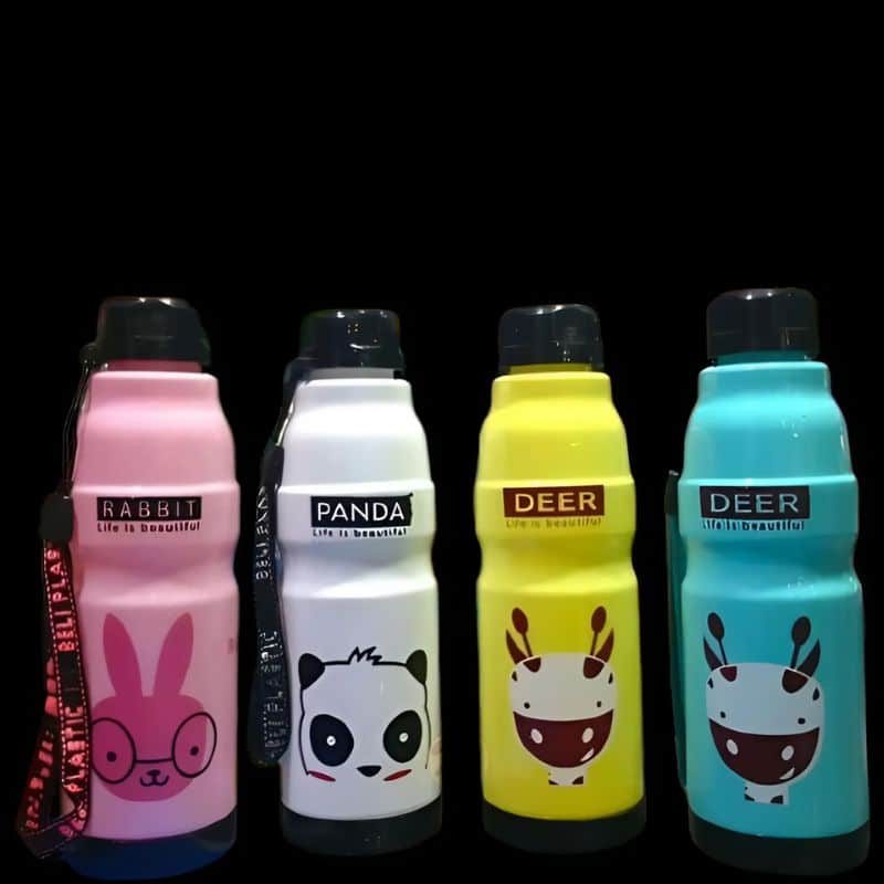 Kids Water Bottle Cartoon Panda School Bottle Leak Proof with Strap