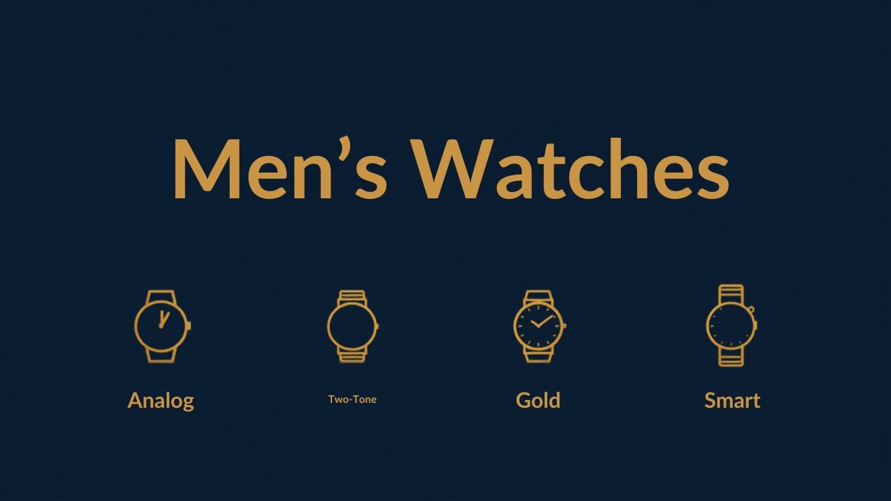 Types of mens watches analog two-tone gold smart